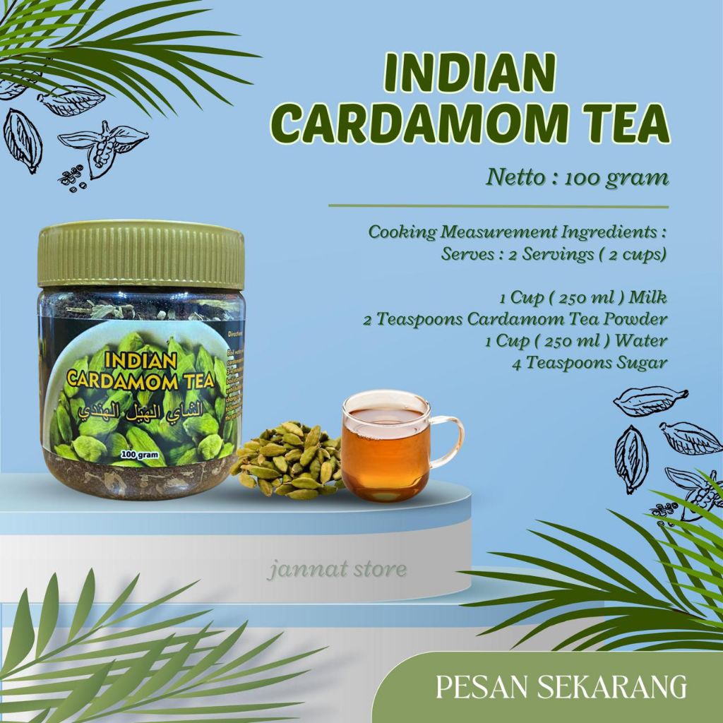 

TEH KAPULAGA 100GR/TEH REMPAH/TEH INDIA/TEH ARAB/INDIAN CARDAMOM TEA