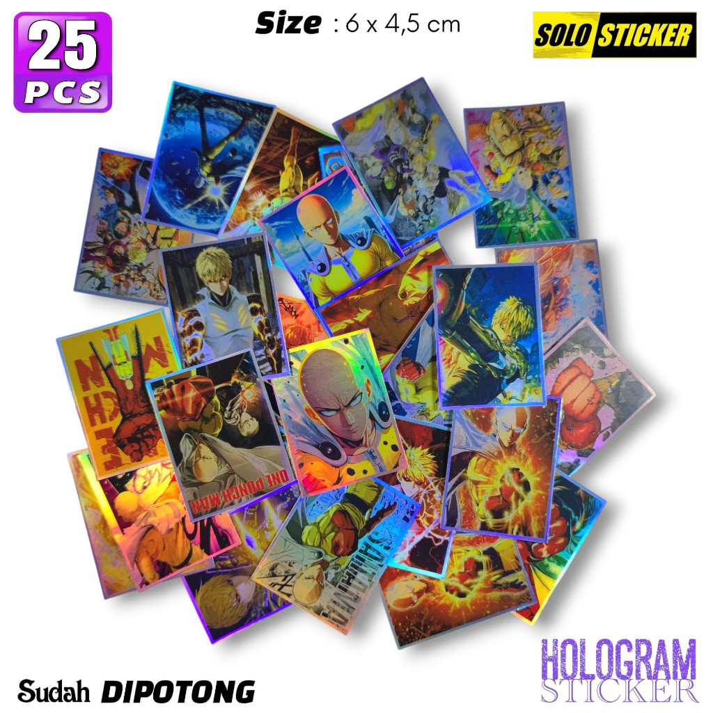 

Stiker Hologram One Pouch Man Saitama Waterproof Sticker Laptop Paper Stationery Tumbler HP Notebook
