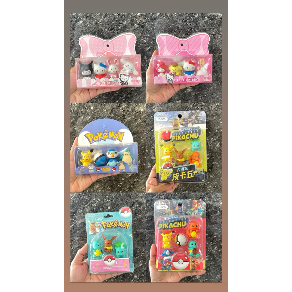 

SET PENGHAPUS POKEMON HELLO KITTY KUROMI | SET PENGHAPUS PIKACHU LUCU