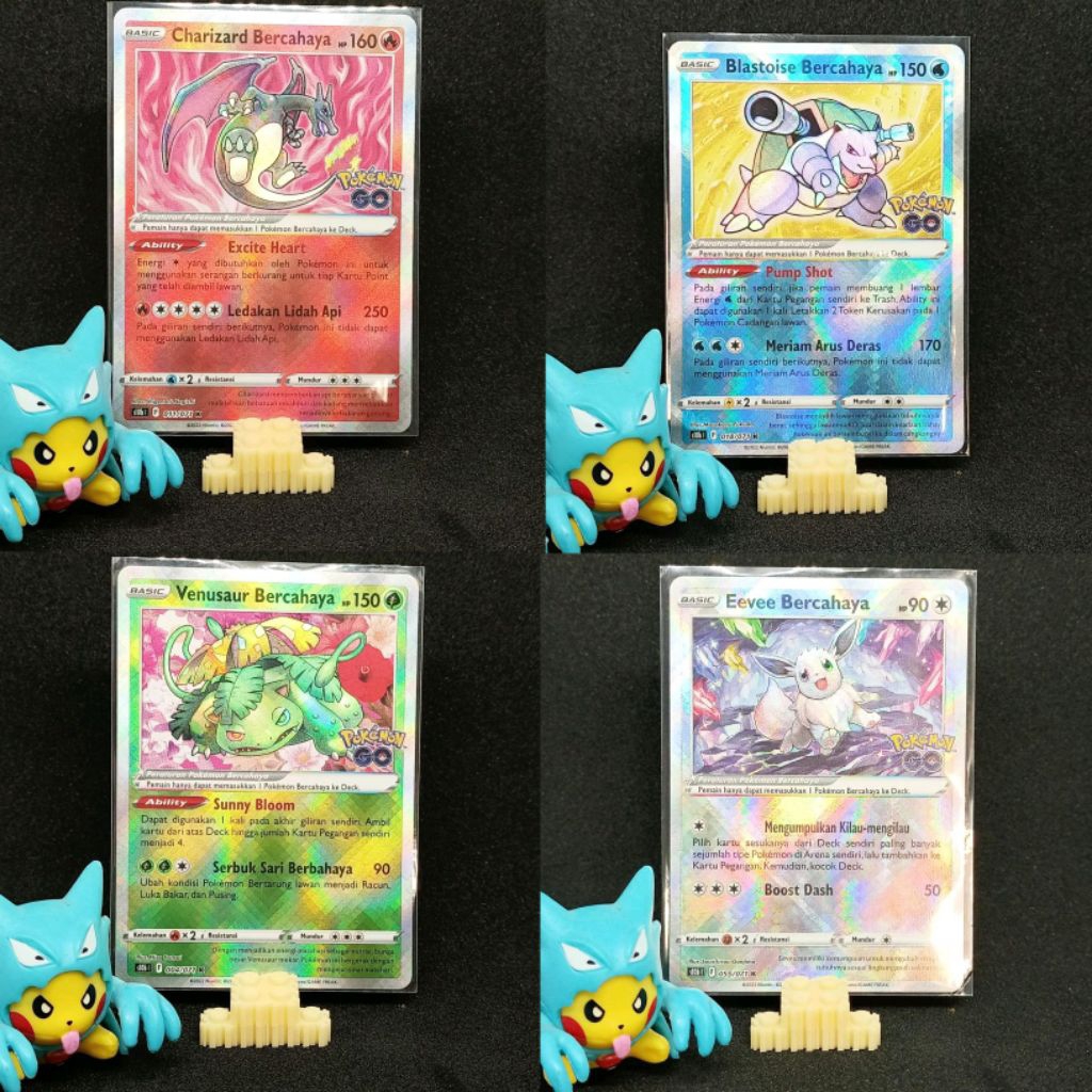 Trio Kanto Bercahaya + eeve bercahaya pokemon Go TCG pokemon Indonesia