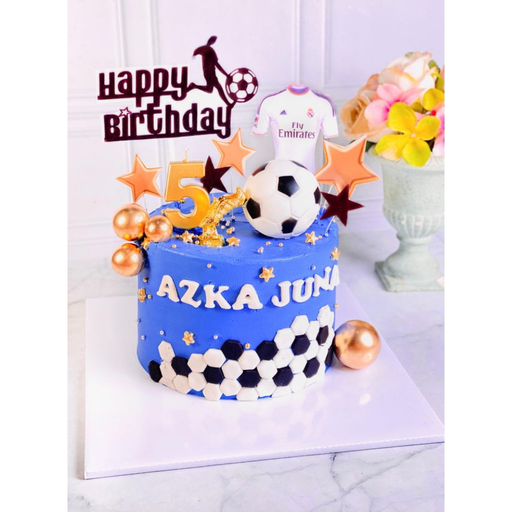 kue ulang tahun anak birthday football sepak bola topper cake