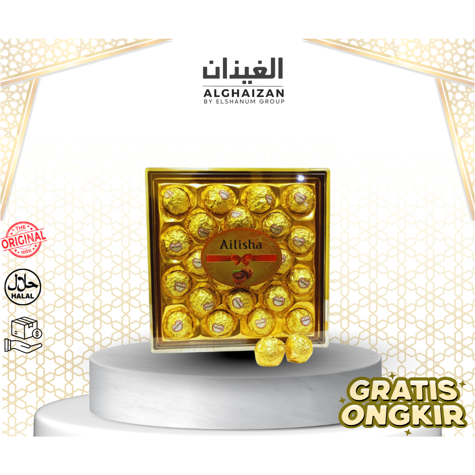 

Ailisha Chocolate wafer ball isi 24 - coklat ailisa - waferball roka - ferero rocher - oleh oleh