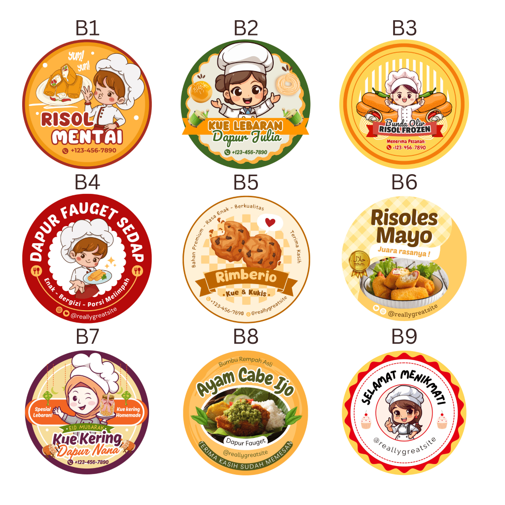 

Cetak Stiker Label Makanan Minuman Bulat Vinyl Waterproof - Free Design
