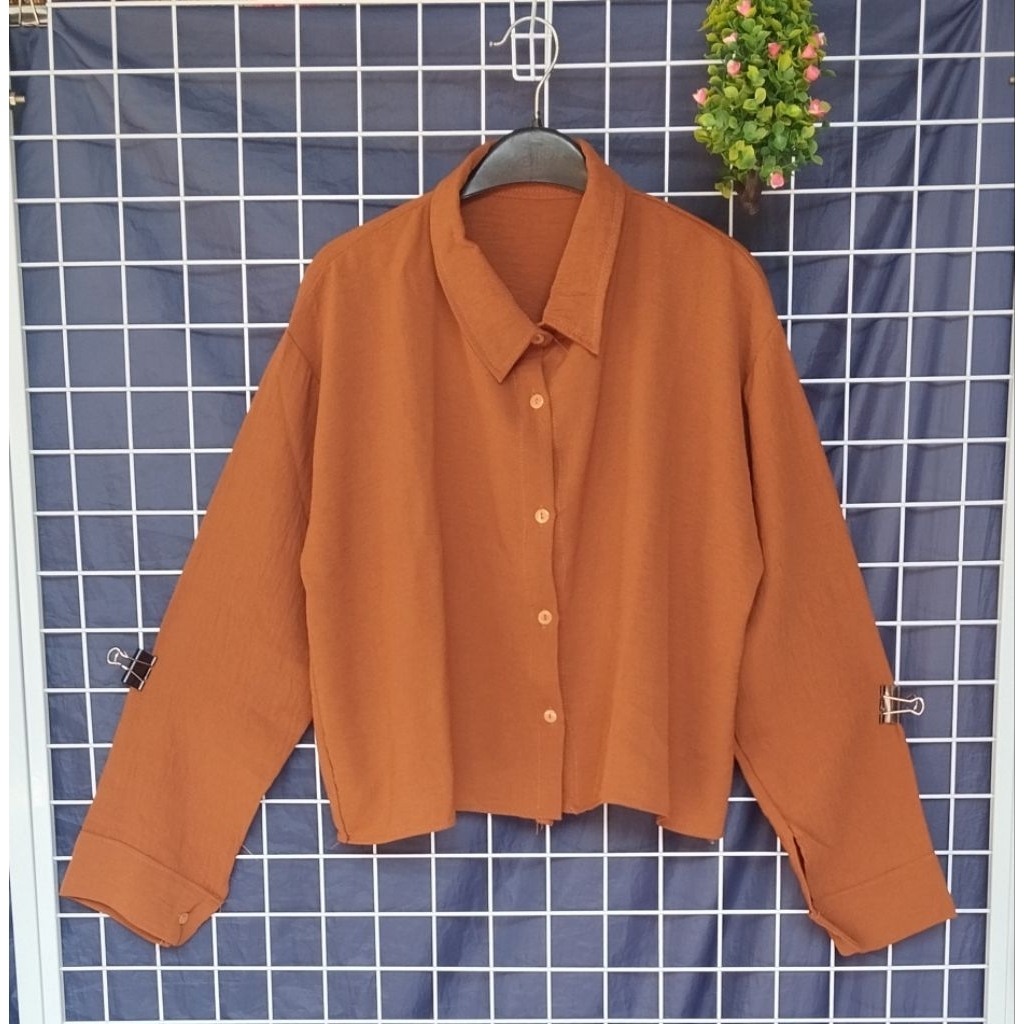 blouse wanita crop top crinkle ld 110