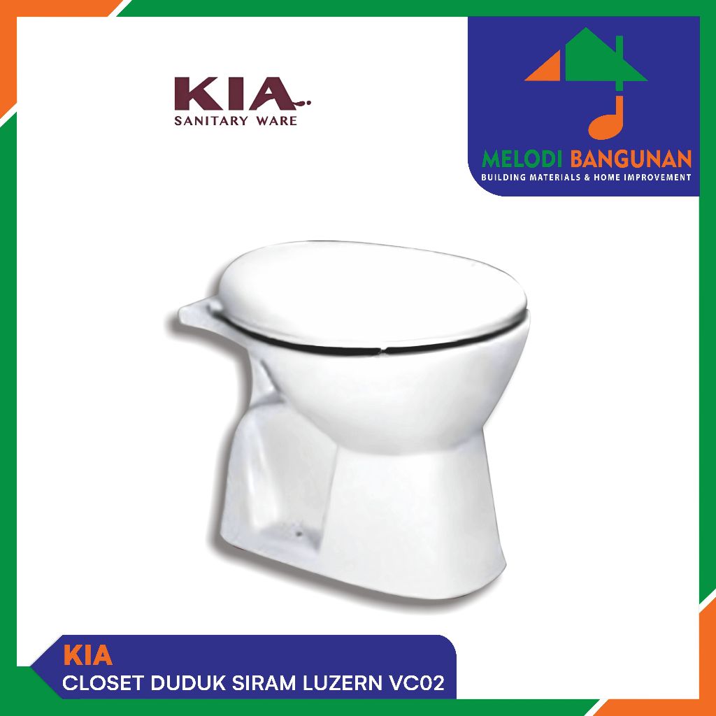 Kia - Closet + Kloset + Toilet Duduk Manual Siram WC Luzern VC02 One Piece White