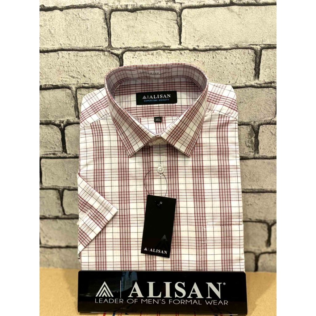 Alisan Kemeja Motif Kotak Salur Gariss Lengan Pendek Reguler