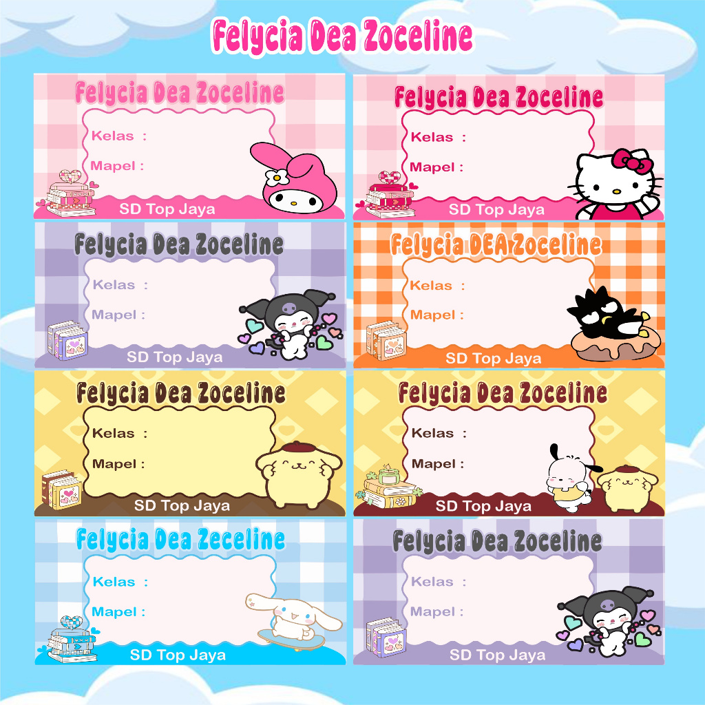 

Stiker Label Nama Buku Karakter Kuromi Custom Cetak Nama