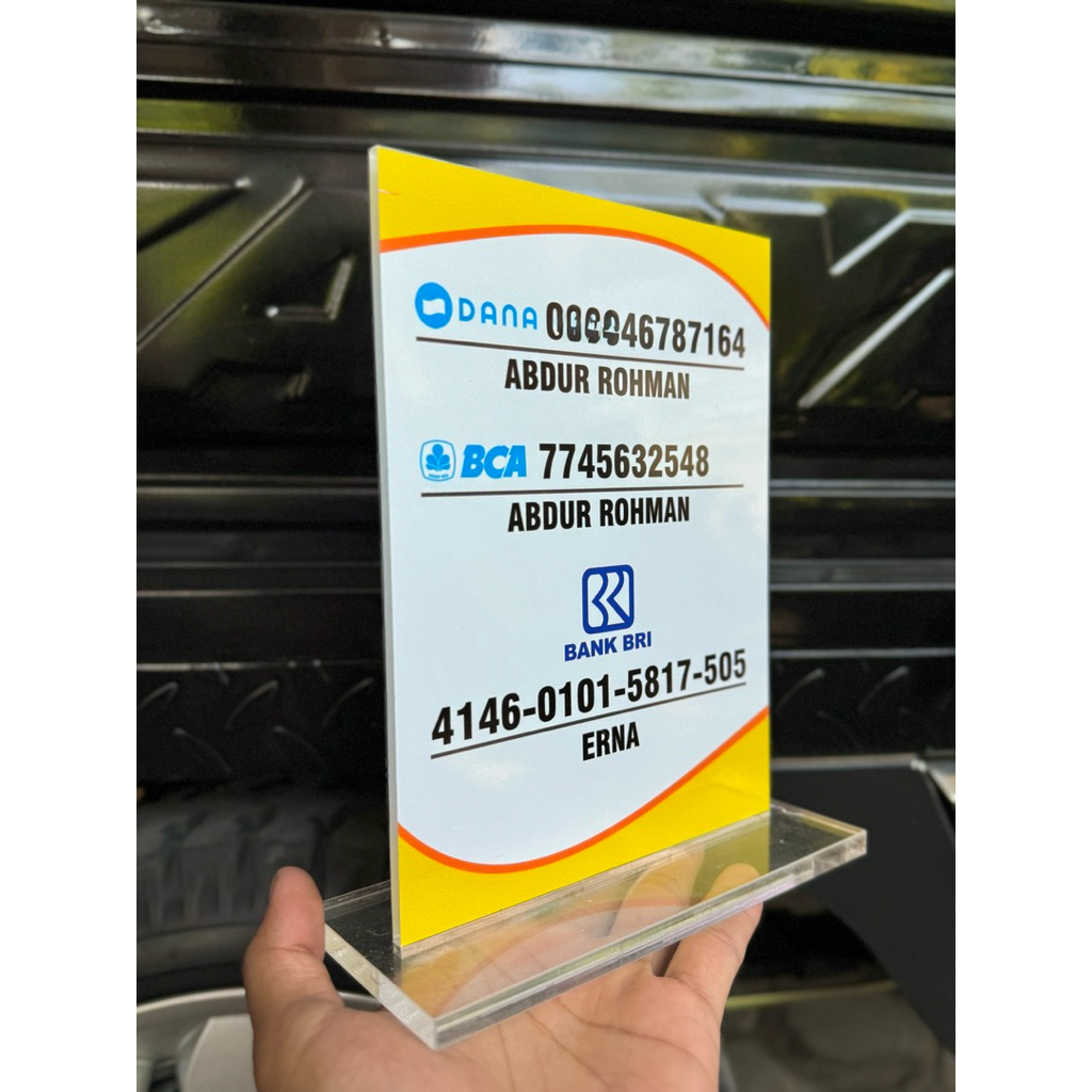 

AKRILIK PAPAN MEJA REKENING UKURAN 15x20cm BISA CUSTOM SESUAI PERMINTAAN