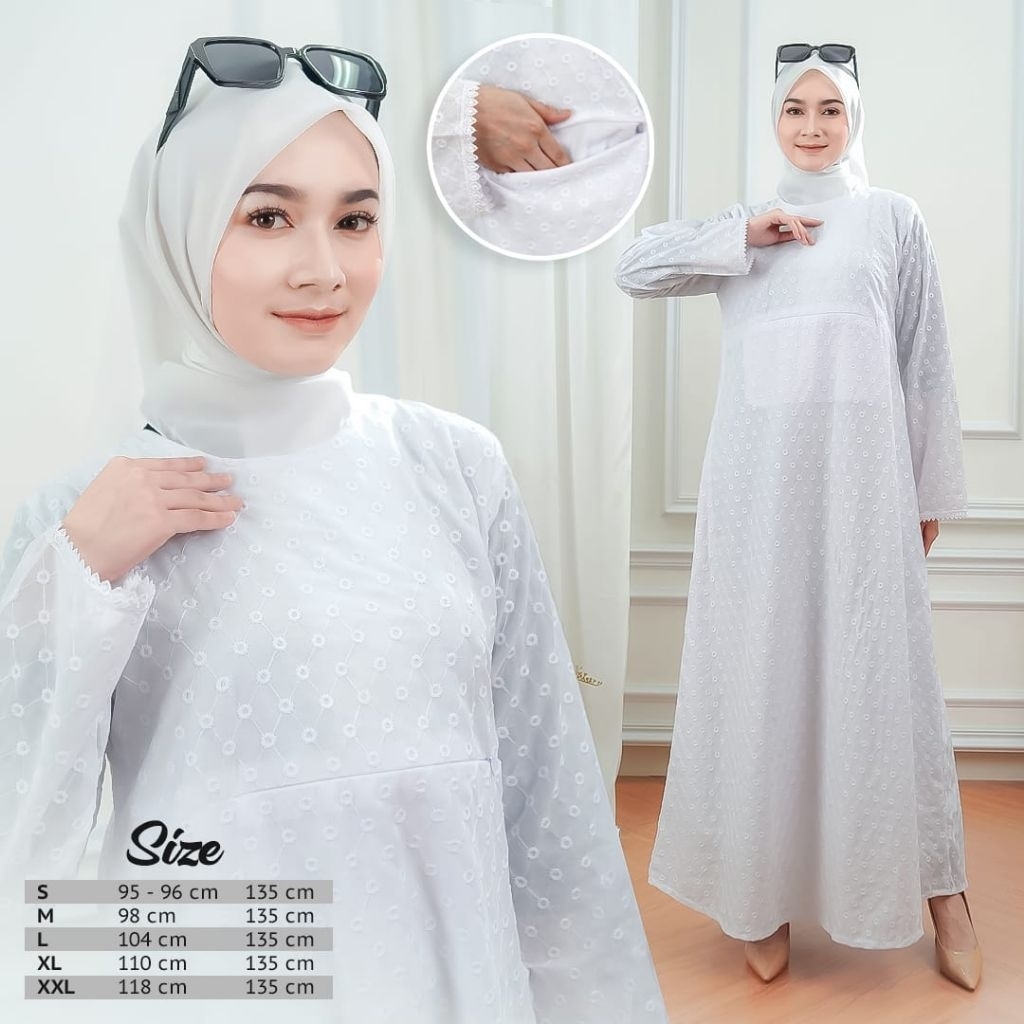 Gamis Wanita Katun Bordir Premium / Gamis Katun Bordir  Kantong Doraemon