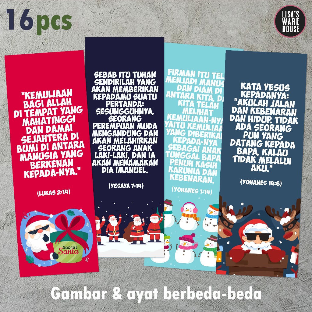 

16 Pcs Pembatas Alkitab Anak Christmas Characters Volume 01