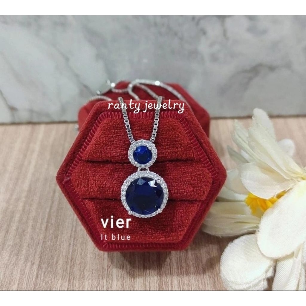 Kalung Blue sapphire Terbaru, Kalung Wanita, Anti karat