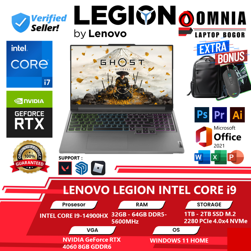 Laptop Lenovo Legion 5 16IRX9 Intel Core i9 14900HX 64GB DDR5 2TB SSD RTX4070-8GB WQXGA IPS 165Hz