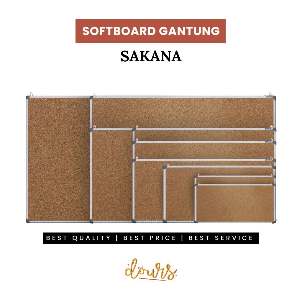 

Softboard Papan Tulis SAKANA PushPin Murah Mading Decor 20x30 30x45 40x60 45x60 60x90 60x120 Custom