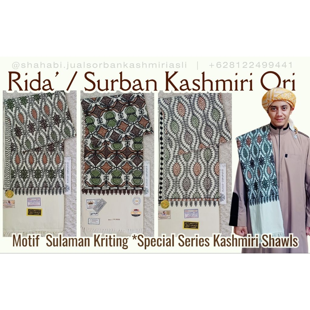 Sorban Kashmiri Motif Sulam Kriting Spesial Edition / Promo Rida Kashmiri / Rida Kashmiri Habib / Su