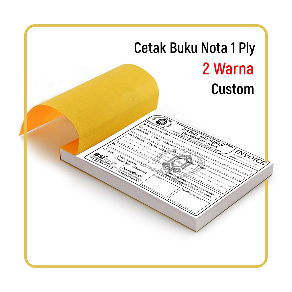 

Cetak Buku Nota 1 Ply / Custom / Tanpa Rangkap/ 2 Warna