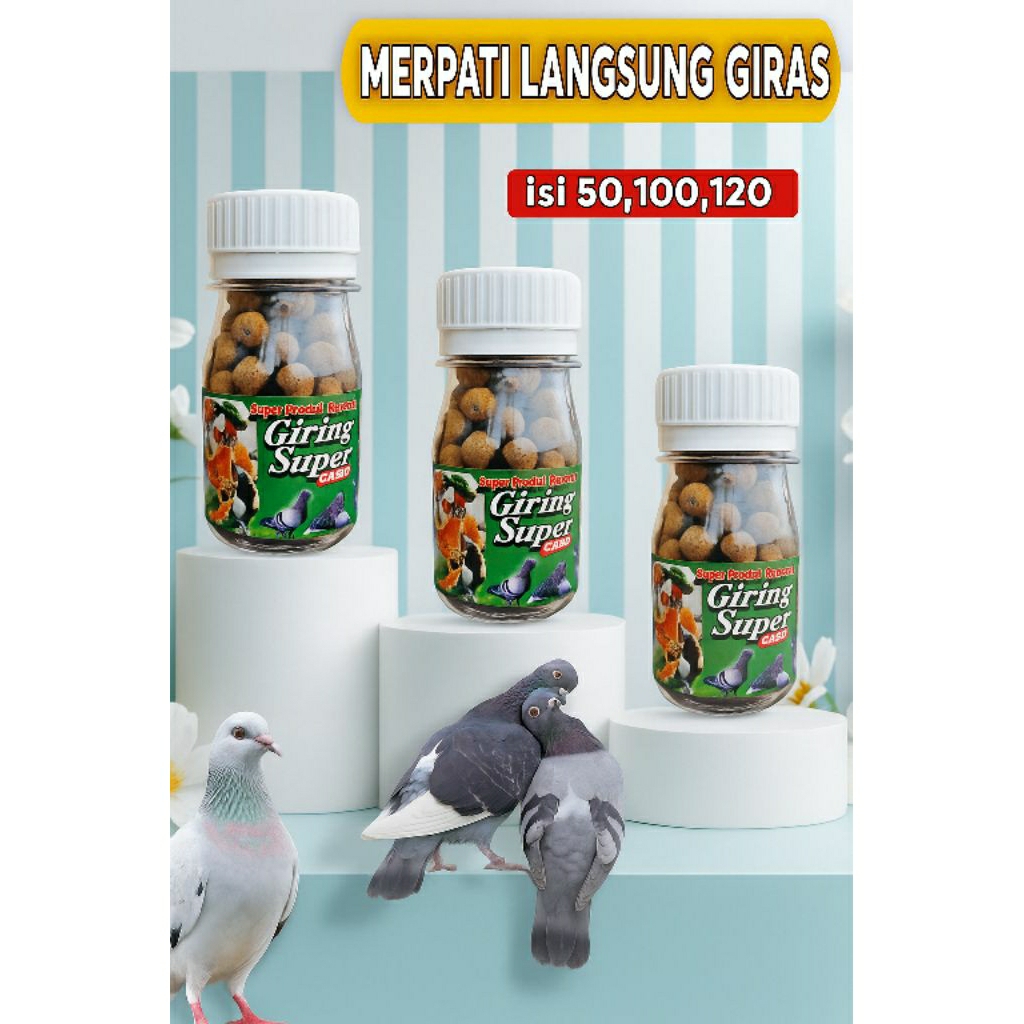 PAKAN MERPATI GIRING SUPER RAMUAN HERBAL ALAMI ISI 50,100,120 BUTIR extrak rempah rempah pil alus pi