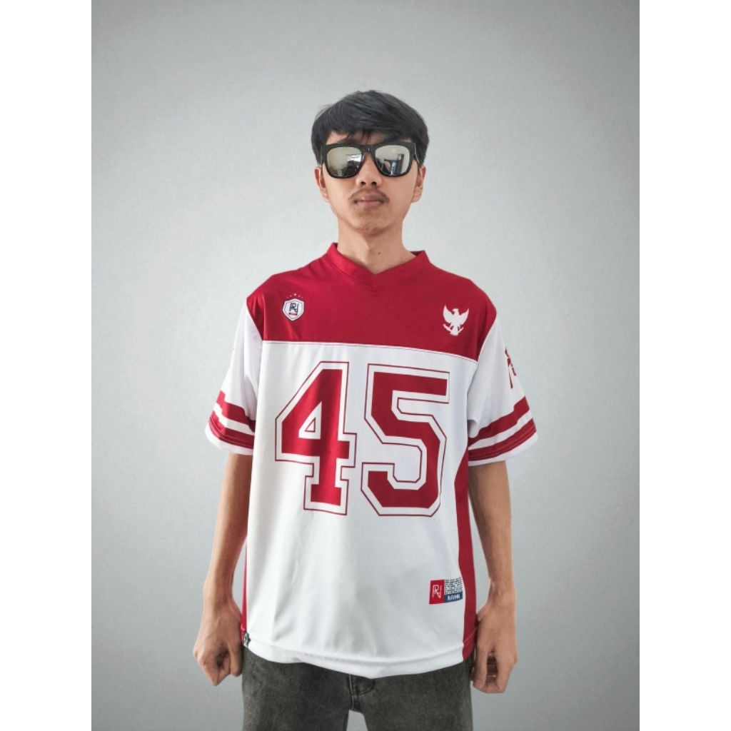 Buttercupple Ravhn Jersey Unisex Streetwear Oversize Number Forty Five Jersey Kemerdekaan Pria