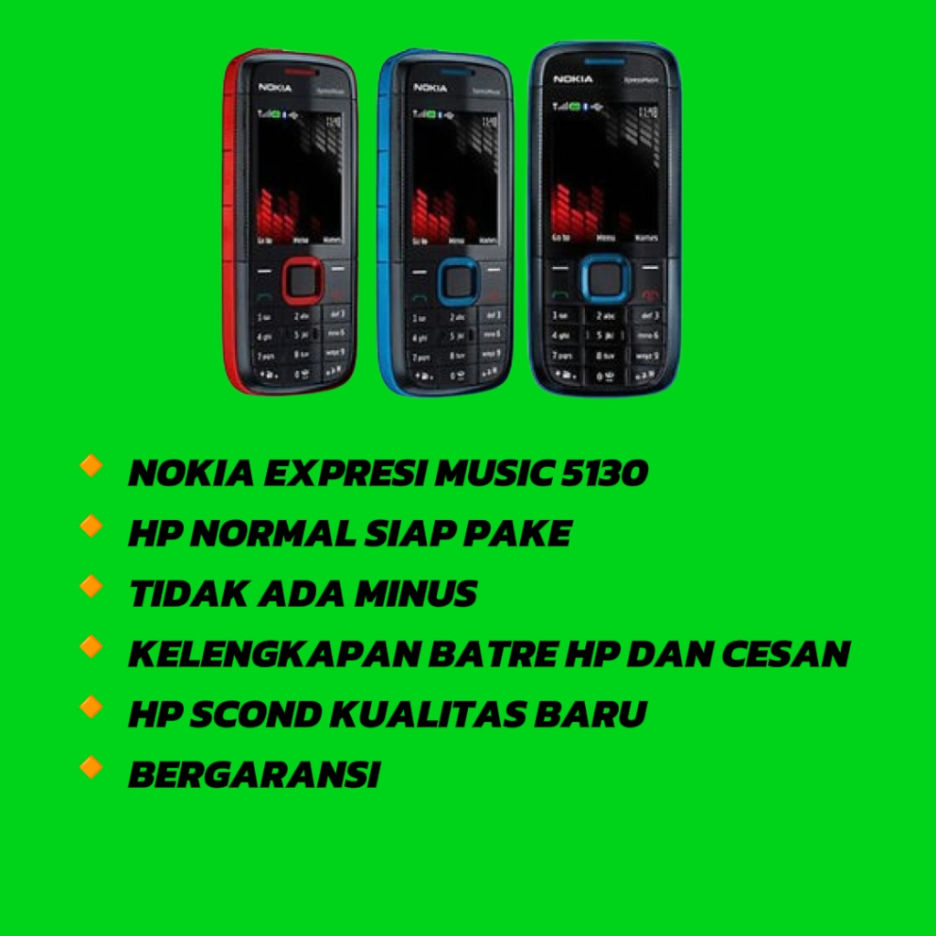 HP NOKIA EXPRES MUSIK 5130 NORMAL BERGARANSI MURAH CELL27