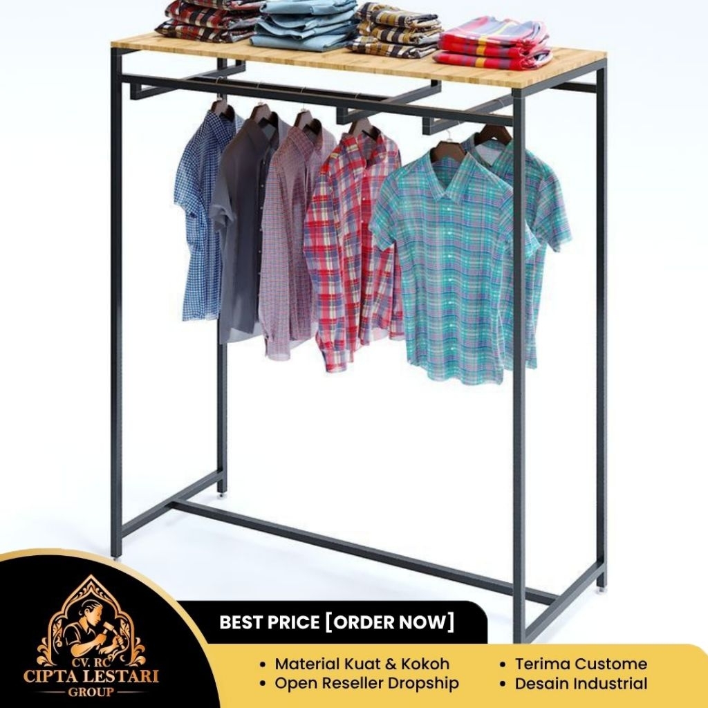 Rak Baju | Hanger Baju Full Besi Simple | Rak Baju Industrial