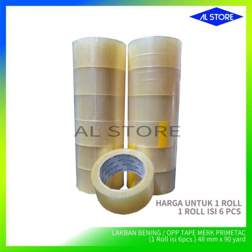 

Lakban Bening MURAH PRIMETAC 1 roll isi 6 pcs