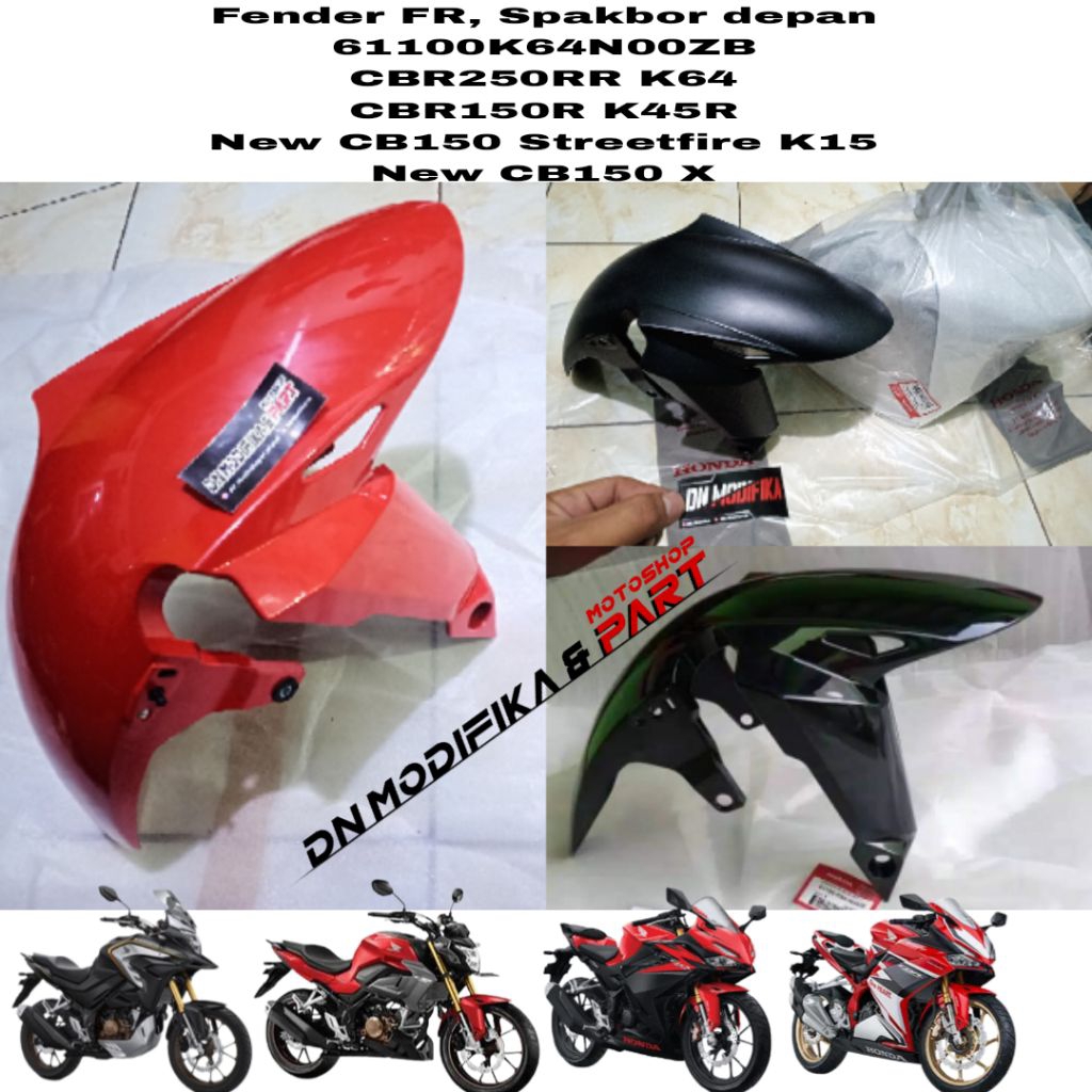 Fender Front Sayap Slebor Spakbor Depan CBR 250RR CBR 150R K45R CB 150X 61100K64N00ZB Spakbor Depan 