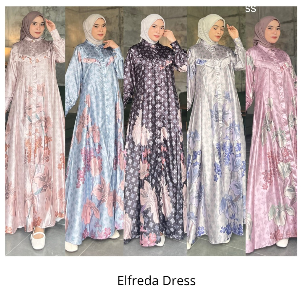 ELFREDA dress Hanya Gamis ( tanpa kerudung ) BY JUANA MODE GAMIS DAILY MEWAH PTEMIUM ARMANI SILK FAS