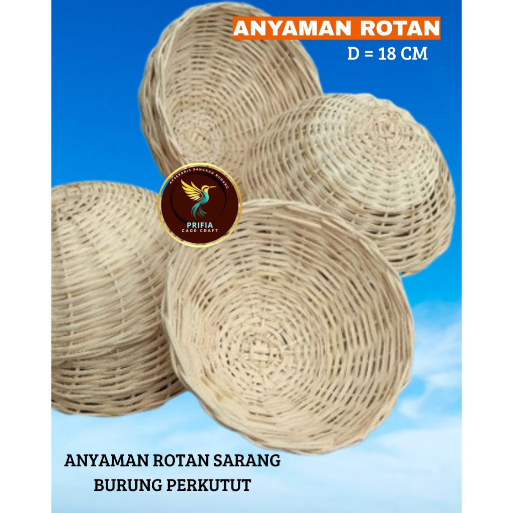 SARANG ROTAN TEMPAT BERTELUR BURUNG UKURAN 18 CM BURUNG PERKUTUT