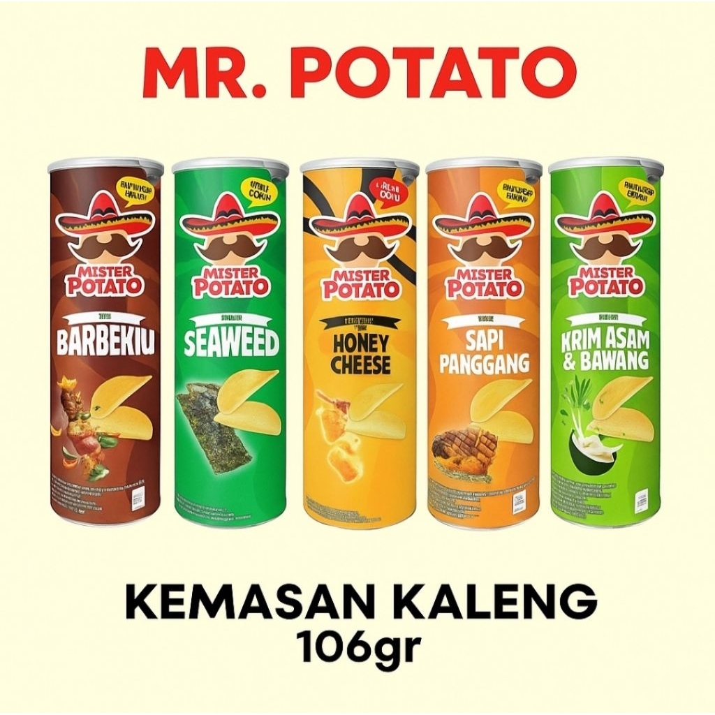 

Mister Potato Keripik Kentang All Varian 106 Gram Kaleng