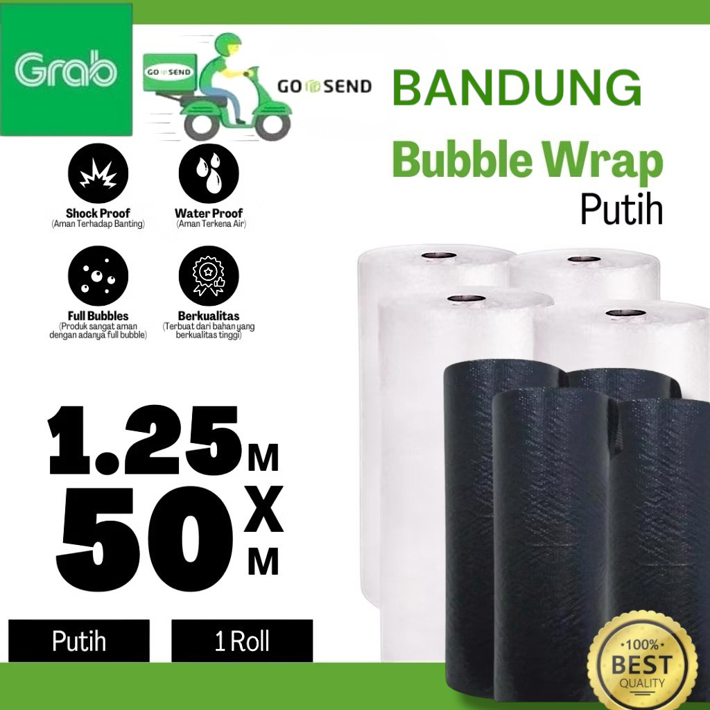 

INSTAN Bubble Wrap Bening/Hitam 1 Roll bisa gojek bubblewrap packing Plastik buble warp