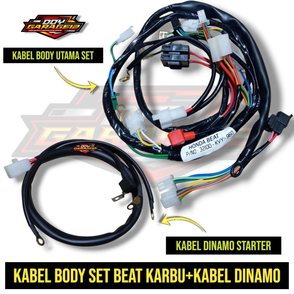 Kabel Bodi Body Set Honda Beat Karbu KVY Kabel Body Utama Set+Kabel Dinamo Starter Beat Karbu KVY
