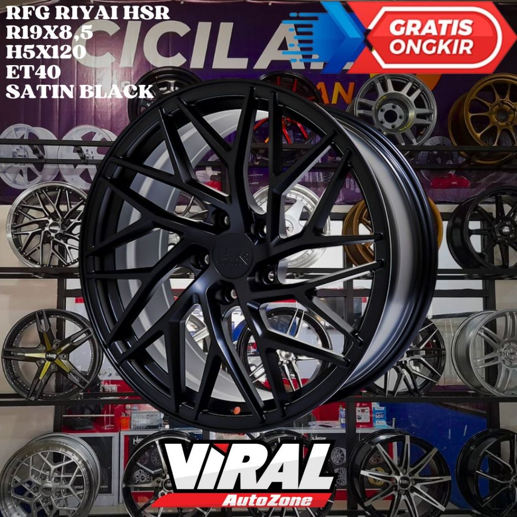 HSR ORIGINAL RFG RIYAI RING 19 R19 LEBAR 8,5 LOBANG 5 PCD 5X120 ET40 SATIN BLACK