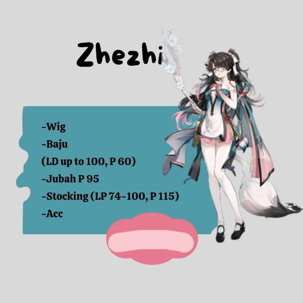 Zhezhi Wuwa Fullset Costume dan Wig Cosplay