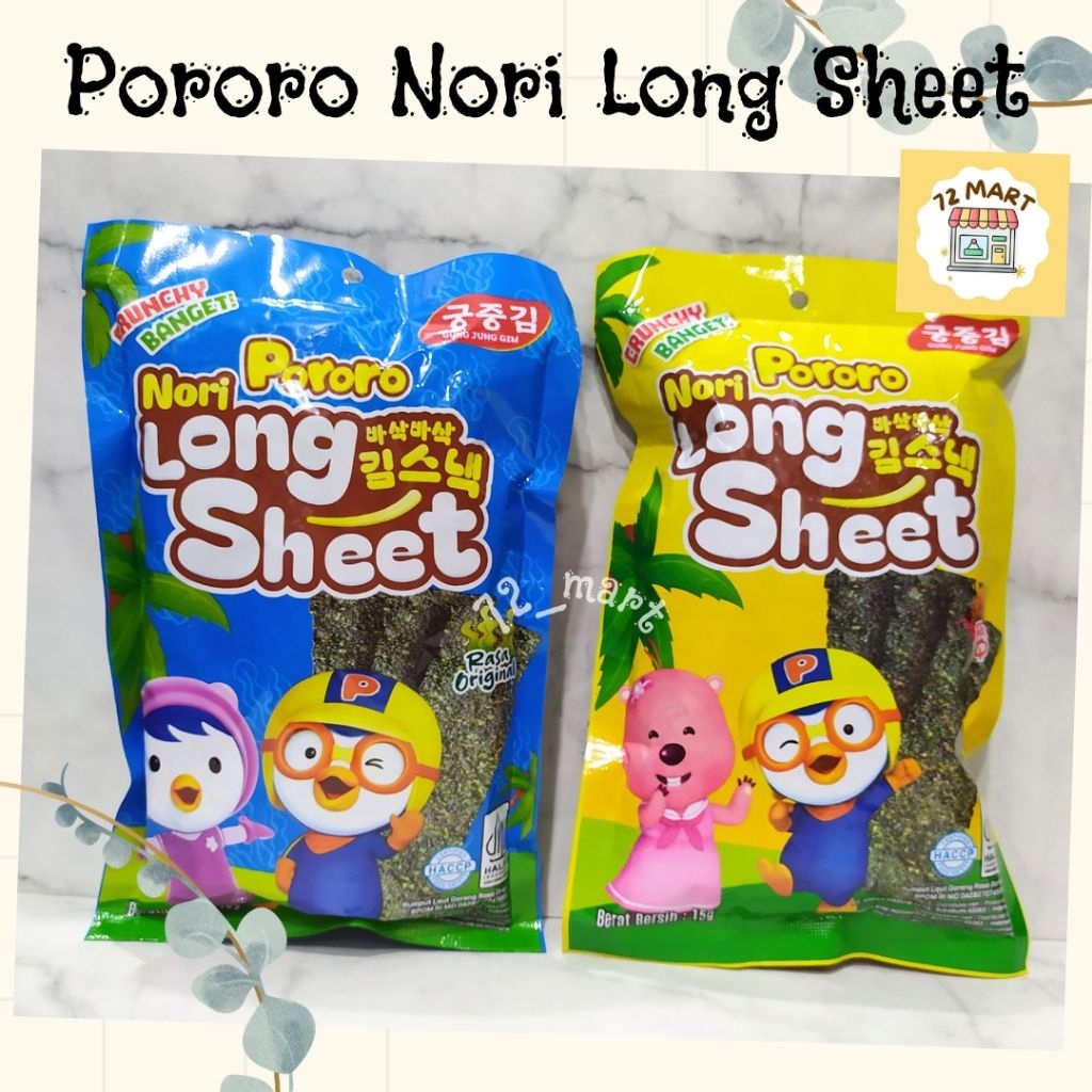 

Pororo Nori Long Sheet 15gr/Snack Rumput Laut Kering/
