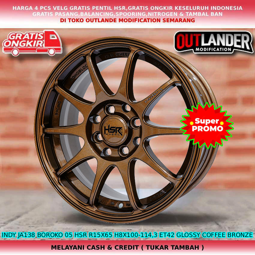 velg racing hsr velg R15 untuk mobil Aveo Sigra Datsun Go Ford Fiesta Brio dll hsr indy r15