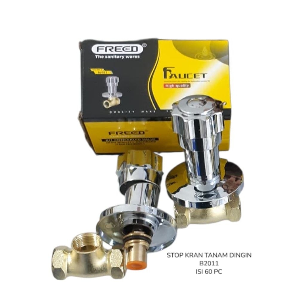Stop Kran Wall Shower Kuningan Freed - Stop Kran Tanam / Stop Kran dinding Tembok Kuningan Freed