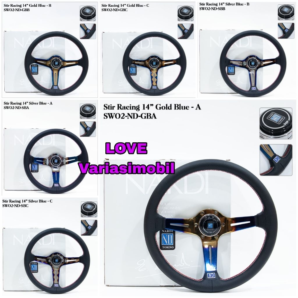 STIR NARDI BURNTYPE STIR NARDI 14 INCH GOLD BLUE SILVER BLUE STIR 14IN KULIT ASLI IMPORT