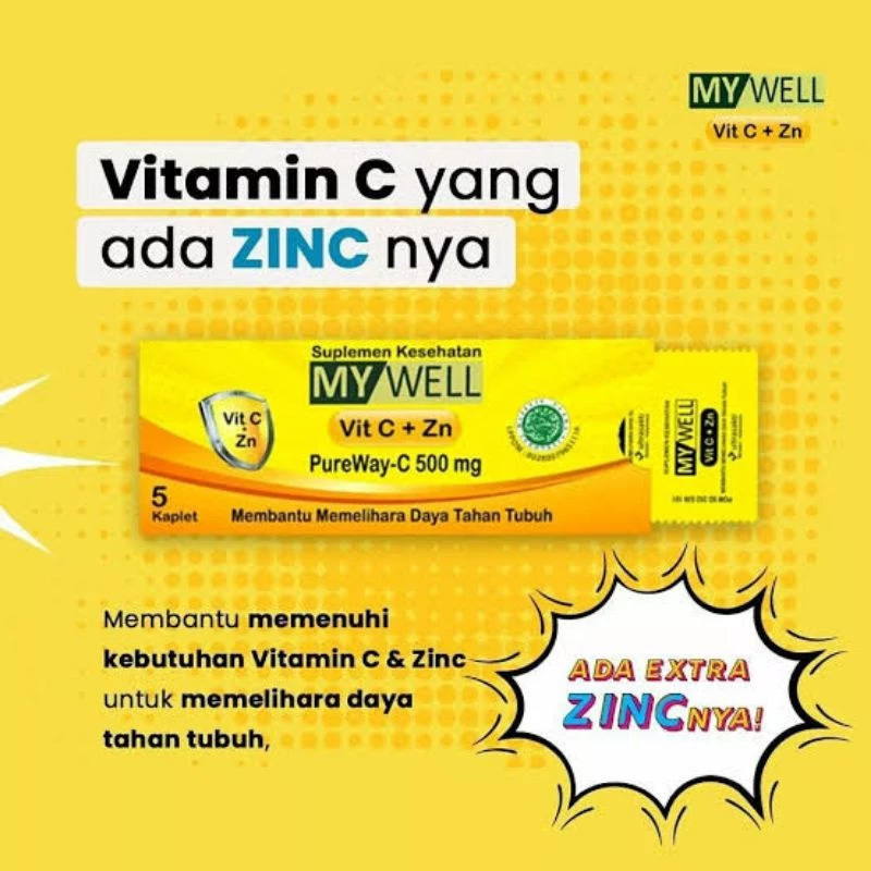 MYWELL VIT C + Zn isi 5 kaplet Vitamin C Pureway 500mg