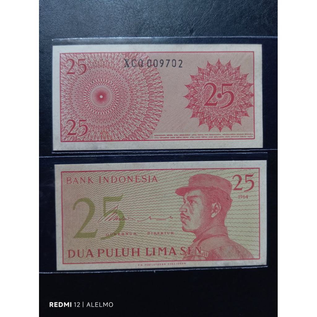 seri x uang kertas 25 sen sukarelawan 1964 baru asli