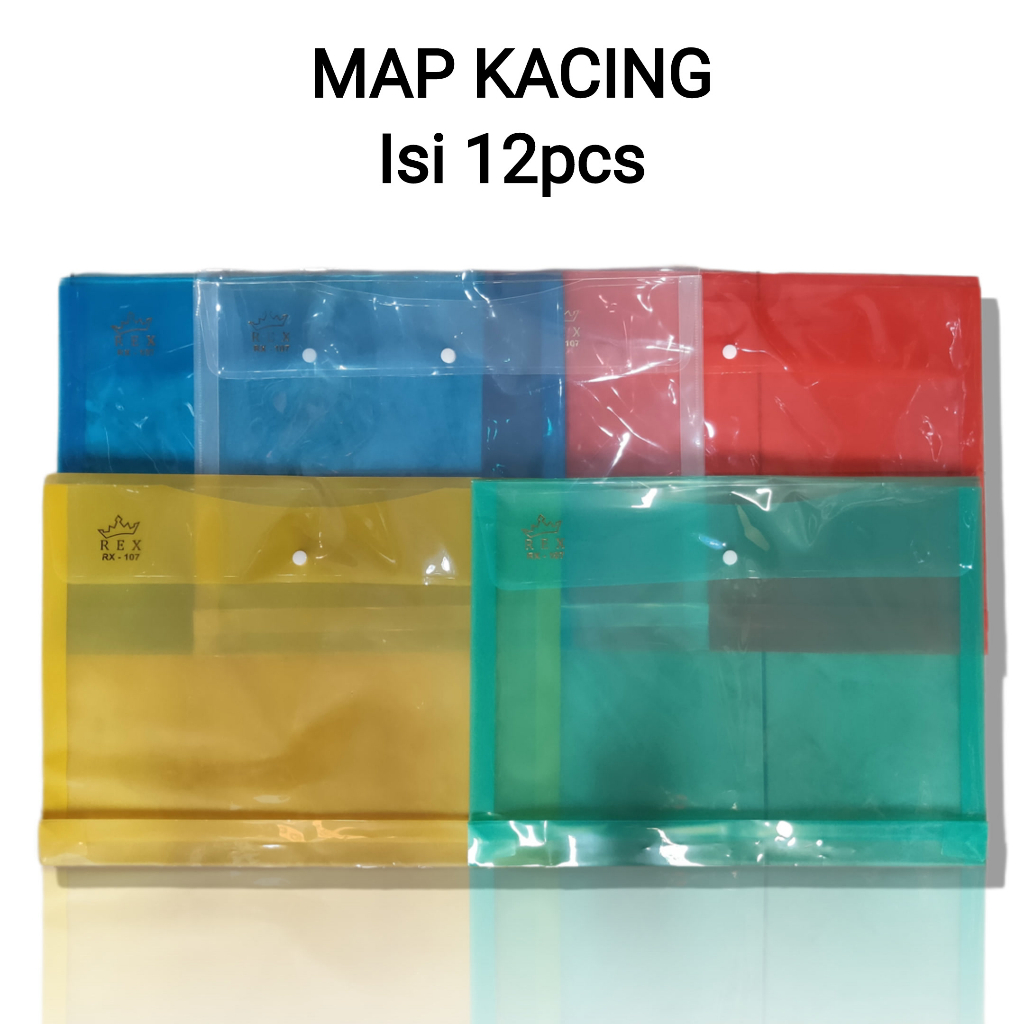 

1pcs Map Kancing Satu Plastik Map Plastik Transparan Banyak Warna Ukuran Folio