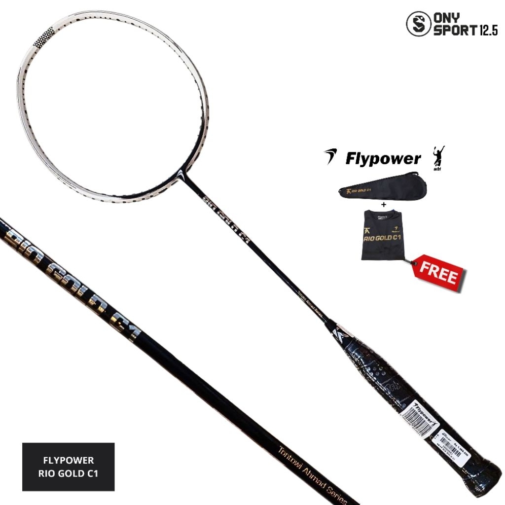RAKET BADMINTON FLYPOWER RIO GOLD C1 100%ORI