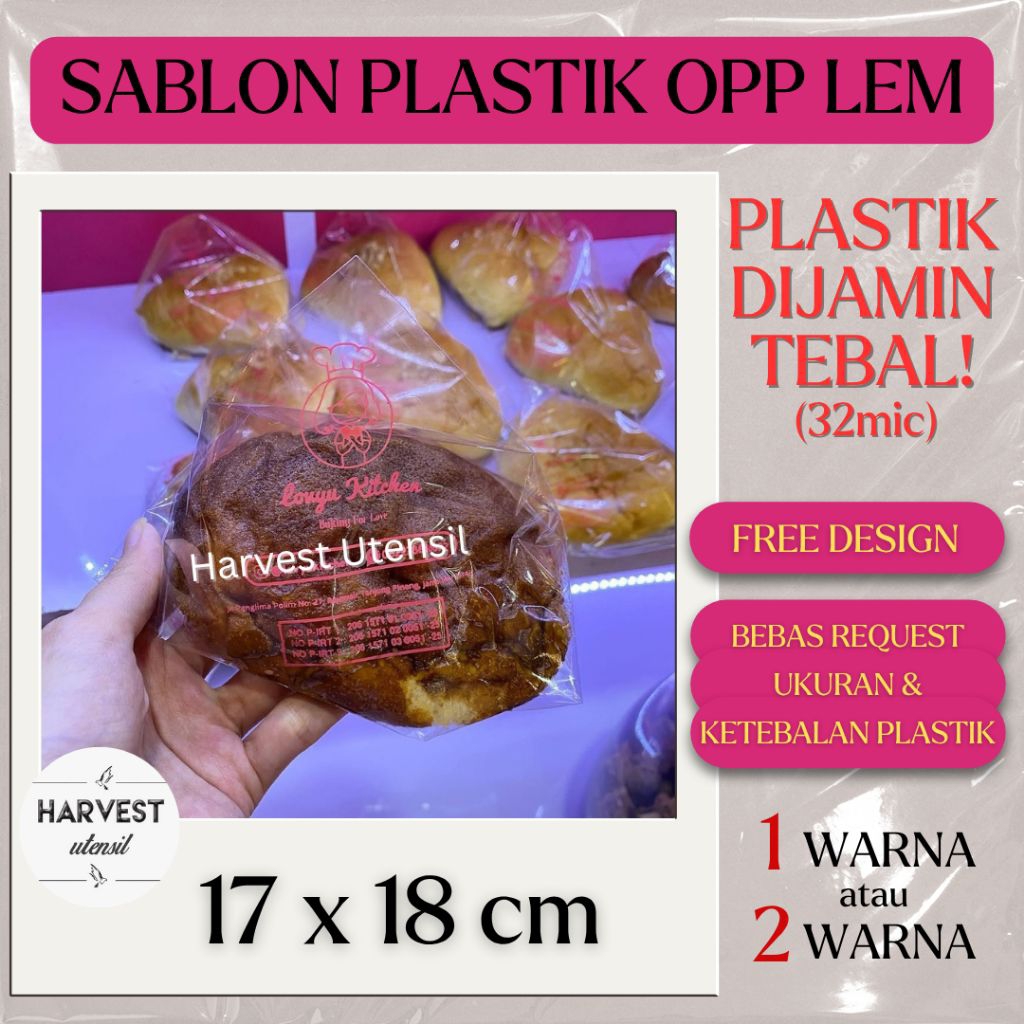 

Sablon Plastik OPP Lem 17x18 Roti Kue Cookies Makanan Aksesoris Tebal