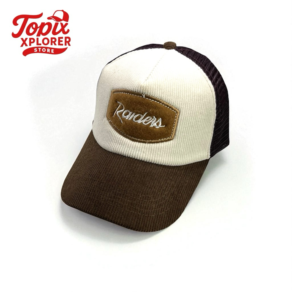 TopiXplorer - Topi Trucker Vintage Corduroy Bordir Laken RAIDERS Topi Jaring