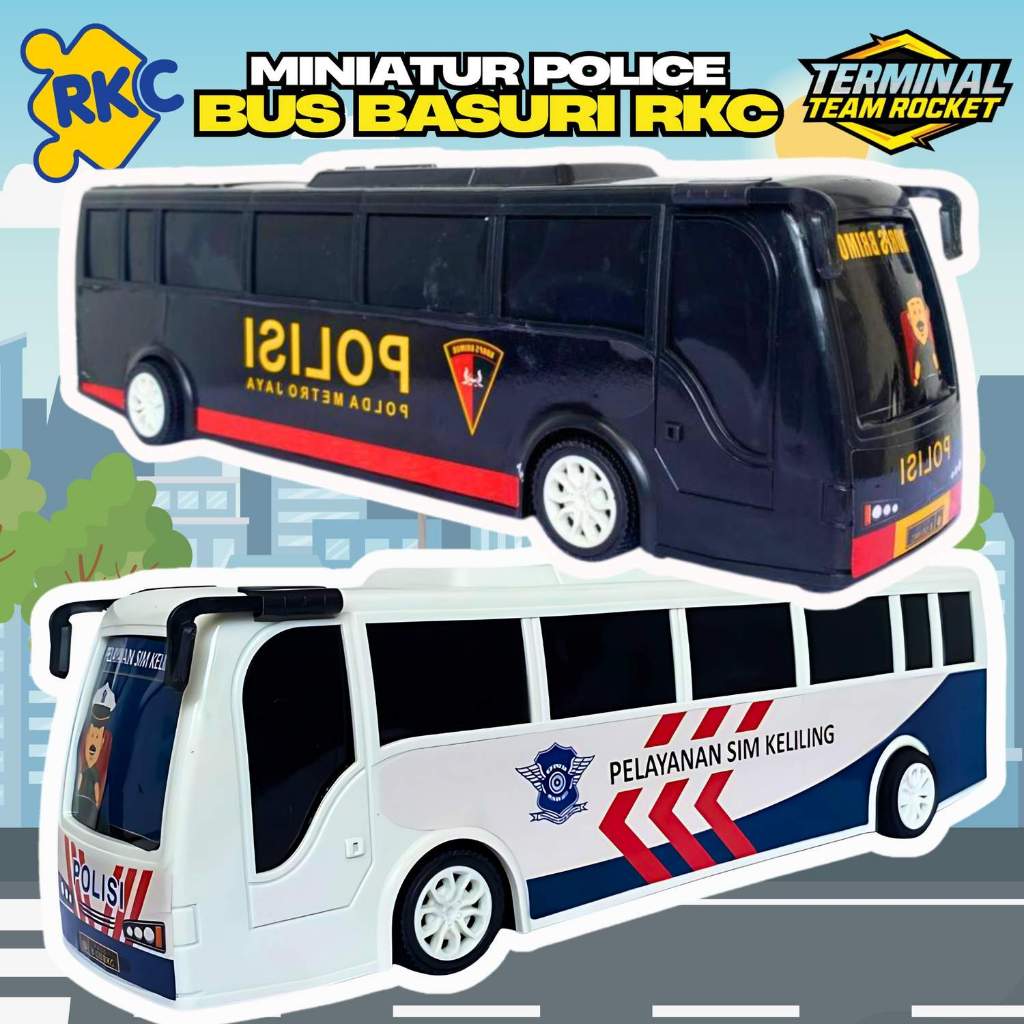 Mainan Mobil Bus Polisi | Miniatur Bus Polisi | Mainan Bus Miniatur RKC | Mainan Bus Plastik untuk C