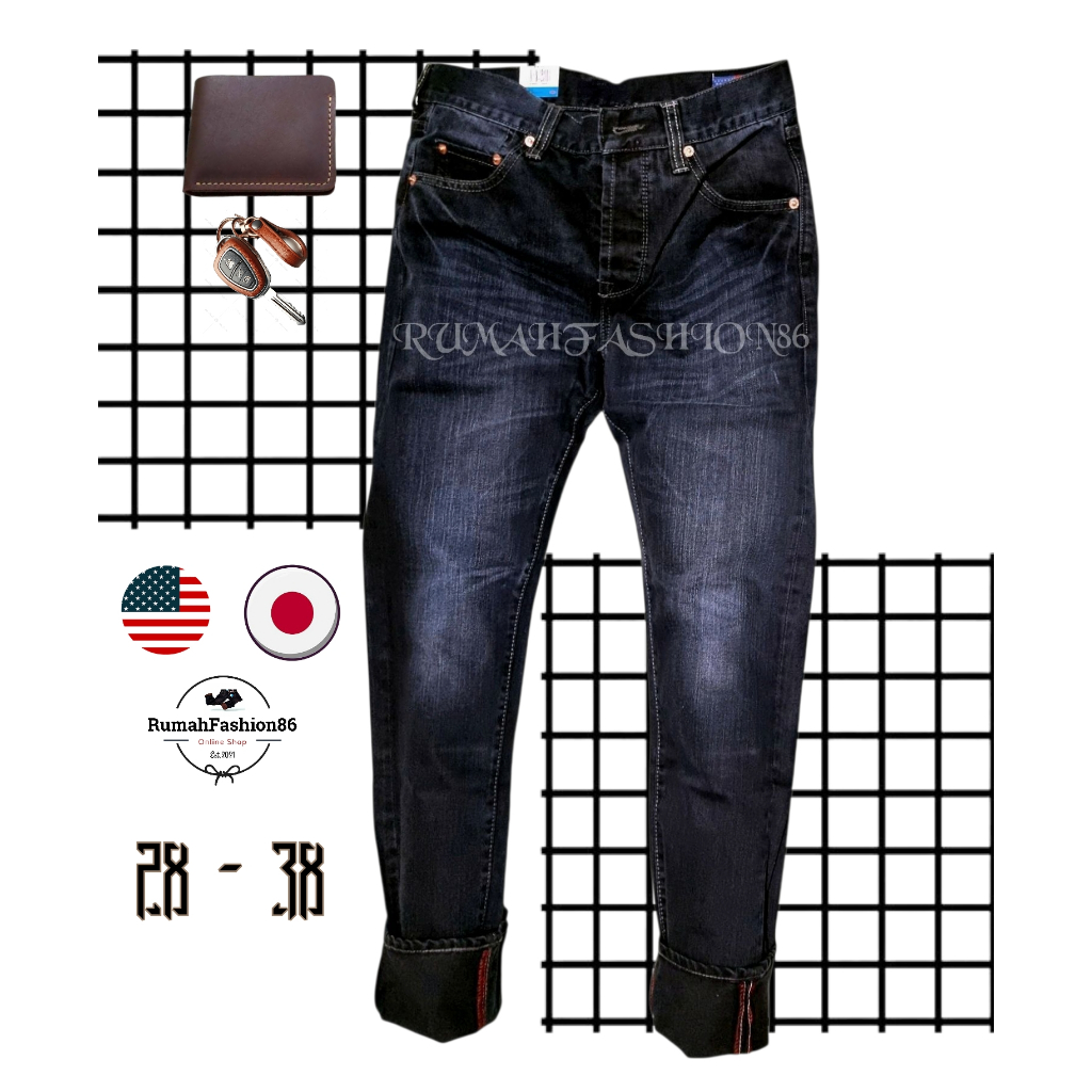 [FREE ONGKIR XTRA] CELANA PANJANG JEANS ORIGINAL DENIM SELVEDGE JEANS GREY REGULER FIT JAPAN / USA