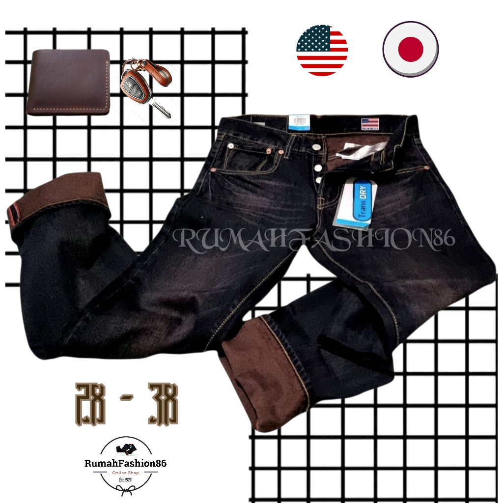 [FREE ONGKIR XTRA] JEANS BROWN ORIGINAL DENIN SELVEDGE MADE IN JAPAN / USA CELANA PANJANG CASUAL