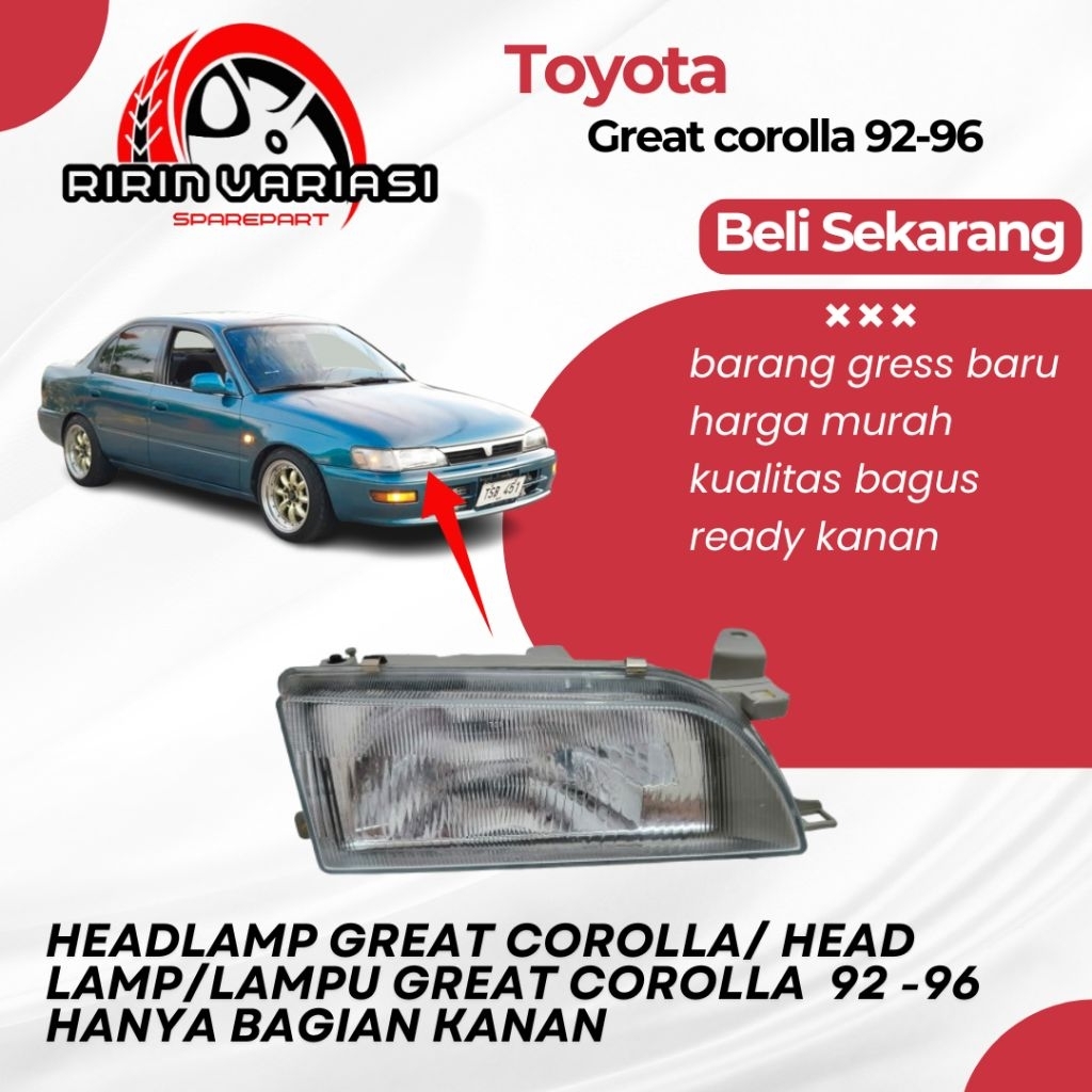 Headlamp Great Corolla/ head Lamp/Lampu Great Corolla  92 -96