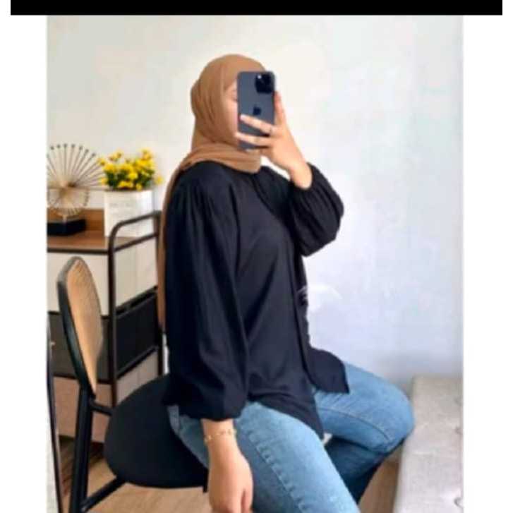 Blouse  Rayon Twill Polos  - Blouse Rayon Polos Lengan Karet - Blouse  Rayon Twill Polos Premuim