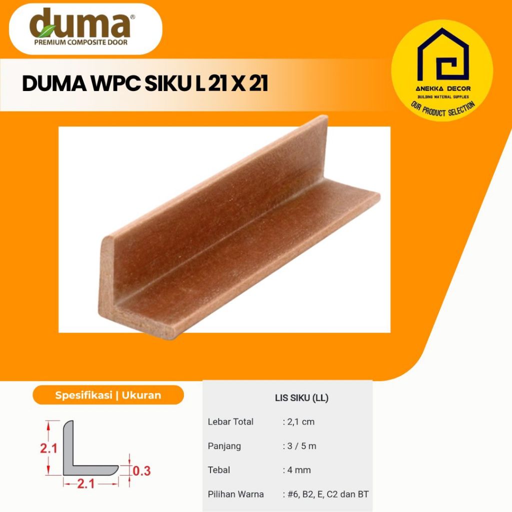 DUMA Lis Plafon WPC Ukuran 2.1 x 2.1 cm | Lis Siku / Lis Panel Profil Ekonomis Estetik Motif kayu