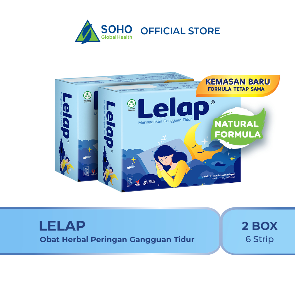 Lelap Obat Herbal Peringan Gangguan Tidur - 3 Strip @4 Kaplet [2 Pack] - Not Melatonin