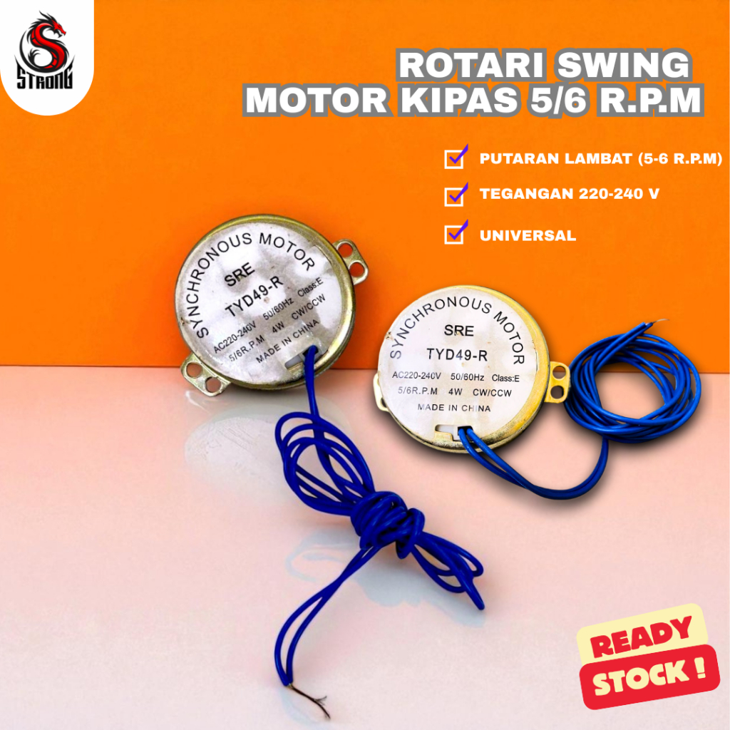 STRONG MOTOR ROTARY 5/6 rpm SYNCHRONOUS KIPAS ANGIN UNIVERSAL/ROTARI KIPAS ANGIN 5/6 RPM